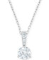 Silver-Tone Crystal Solitaire Pendant Necklace, 14-7/8" + 2" extender