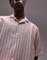 Topman short sleeve relaxed revere textured stripe shirt in red Красный, M - Chest 40 - фото #1