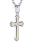ფოტო #2 პროდუქტის Men's Diamond Accent Cross 22" Pendant Necklace in Stainless Steel & 10k Gold