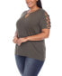 Фото #5 товара Plus Size Keyhole Neck Cutout Short Sleeve Top