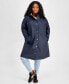 Фото #1 товара Plus Size Hooded Long-Sleeve Zip-Front Coat