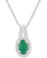 ფოტო #1 პროდუქტის Emerald (1/2 ct. t.w.) & Diamond (1/8 ct. t.w.) Oval Halo 18" Pendant Necklace in Sterling Silver (Also in Ruby & Sapphire)