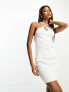 Фото #1 товара ASOS DESIGN knitted halter mini dress with key hole detail in white