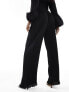 In The Style plisse wide leg trouser co-ord in black