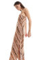 Фото #4 товара French Connection Gaia textured halterneck midi dress in mocha stripe