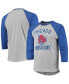 ფოტო #1 პროდუქტის Men's Heather Gray, Royal Chicago American Giants Negro League Wordmark Raglan 3/4 Sleeve T-shirt