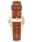 ფოტო #3 პროდუქტის Women's Three Hand Quartz Round Brown Polyurethane Faux Leather Band Watch, 33mm
