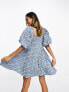 Фото #4 товара River Island check smock mini dress in blue