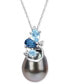 ფოტო #1 პროდუქტის Cultured Tahitian Pearl (9-10mm), Blue Topaz (5/8 ct. t.w.), & Diamond Accent 17" Pendant Necklace in 14k White Gold