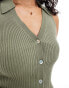 Фото #2 товара Mango button through polo top in khaki