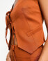 Kaiia tailored tie detail waistcoat co-ord in rust