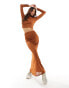 Фото #1 товара ASOS DESIGN co-ord textured mesh ruched maxi skirt in rust