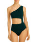 Haight Mika Crepe Cut Out One Shoulder One-Piece Swimsuit Green Size M