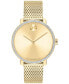ფოტო #1 პროდუქტის Women's Swiss Bold Shimmer Gold Ion Plated Stainless Steel Mesh Bracelet Watch 34mm