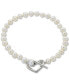 ფოტო #1 პროდუქტის Cultured Freshwater Pearl (5-6mm) Heart Toggle Bracelet in Sterling Silver