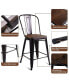 Фото #6 товара Copper Set of 4 Metal Wood Counter Stool Kitchen Bar Chairs