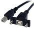 Фото #2 товара StarTech.com 1 ft Panel Mount USB Cable B to B - F/M - 0.3 m - USB B - USB B - USB 2.0 - 480 Mbit/s - Black