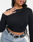 ASOS DESIGN Fuller Bust fitted crop t-shirt with long sleeve in black