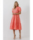 ფოტო #3 პროდუქტის Women's Puff Sleeve Tiered Midi Dress