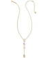 Фото #4 товара 14k Gold-Plated Color-Framed Stone 21" Adjustable Lariat Necklace