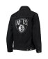 Women's Black Brooklyn Nets Patch Denim Button-Up Jacket