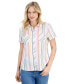 ფოტო #1 პროდუქტის Women's Getaway Striped Button-Down Camp Shirt