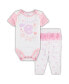 Newborn and Infant Boys and Girls White, Pink Chicago Cubs Spreading Love Bodysuit and Tutu with Leggings Set