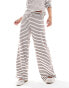 Vero Moda Petite wide leg jersey trouser co-ord in cream and brown stripe