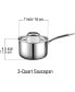 Фото #3 товара Tri-Ply Clad Stainless Steel Sauce Pan with Lid, 3 Quart, Silver