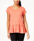 Фото #1 товара Style & Co Women's Faux Suede Scoop Neck Blouse Chiffon Hem Deepsea Coral Size M