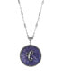 Фото #6 товара 2028 blue Round Pewter Initial Pendant Necklace