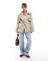 Фото #2 товара ASOS DESIGN oversized short trench coat with belt in stone