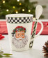 Christmas Tree Santa Black & White Porcelain Mug & Spoon Set