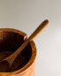 Wooden sugar bowl with spoon