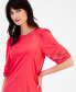 Фото #3 товара Women's Harmony Knit Open-Trim Elbow-Sleeve Top, Created for Macy's