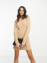 Фото #1 товара & Other Stories knitted mini dress with button detail in beige