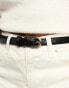 ASOS DESIGN skinny waist and hip jeans belt with gold buckle in black Черный, 2XS-XS - EU 30-34 - фото #4