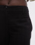 Topshop Tall low slung linen button trouser in black