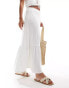 JDY tiered pointelle maxi skirt in off white