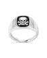 Фото #1 товара Elegant Statement Classic Flat Black Natural Onyx s Signet Skull Crossbones Ring For Women Sterling Silver