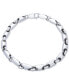 ფოტო #1 პროდუქტის Men's Polished Rounded Link Bracelet in Sterling Silver