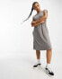 Fire & Glory cap sleeve midi dress in charcoal grey