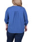 Фото #2 товара Plus Size Long Tab Sleeve Blouse with Pockets