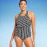 Lands' End Women's UPF 50 Full Coverage Striped High Neck Tugless One Piece