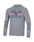 Фото #3 товара Men's Heather Gray Distressed Columbus Blue Jackets Tri-Blend Dual-Stripe Long Sleeve T-shirt