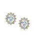 ფოტო #3 პროდუქტის Traditional Classic Bridal Simulated Gemstones Cubic Zirconia AAA CZ Halo Crown Oval Stud Clip On Earrings For Women Wedding Non Pierced Ears