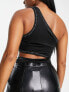 Фото #2 товара ASOS DESIGN Hourglass one shoulder hot fix cut out crop top in black