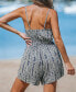 ფოტო #2 პროდუქტის Women's Blue Paisley Sleeveless Wide Leg Romper