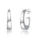 ფოტო #1 პროდუქტის Sterling Silver with Cubic Zirconia Tapered ¾ C - Hoop Earrings
