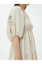 Фото #5 товара Платье женское Koton Bohem Midi с гипюром и квадратным вырезом